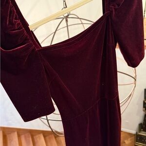 Aqua Velvet Mini Dress in Deep Burgundy